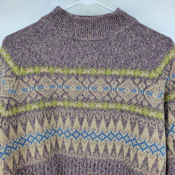 Vintage Woolrich Mock Neck Fair Isle Textured Grandma Sweater Size Medium - Picture 5 of 9